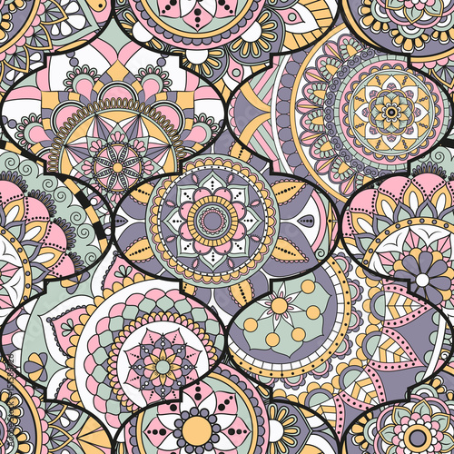 Patchwork pattern. Vintage decorative elements. Hand drawn background. Islam  Arabic  Indian  ottoman motifs. Perfect for printing on fabric or paper.