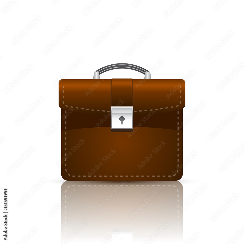 Leather briefcase on a glossy surface Leather briefcase on a glossy surface