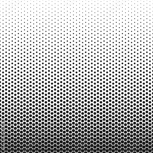 Abstract geometric black and white graphic halftone hexagon pattern. Honeycomb background. Vector illustration on mesh, lattice, tissue structure. Design element for prints, decoration, textile