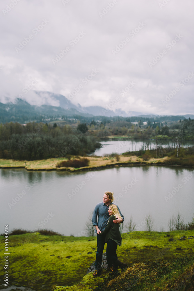 Attractive Young Blond Couple in the Pacific Northwest