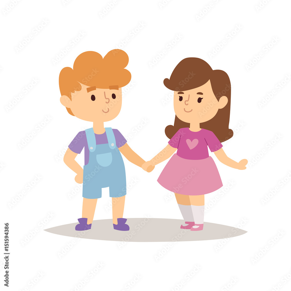 Children happy couple cartoon relationship characters lifestyle vector  illustration girl and boy friends. Stock Vector | Adobe Stock