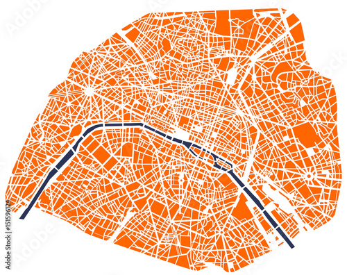 map of the city of Paris, France
