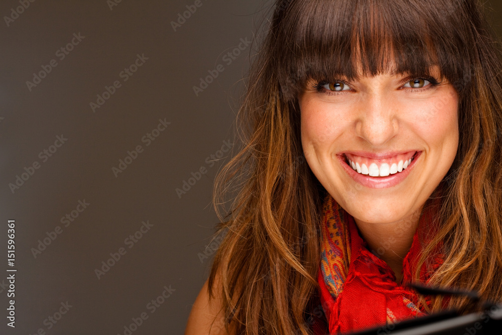 Beautiful young happy woman laughing and smiling. Beautiful young happy woman laughing and smiling.