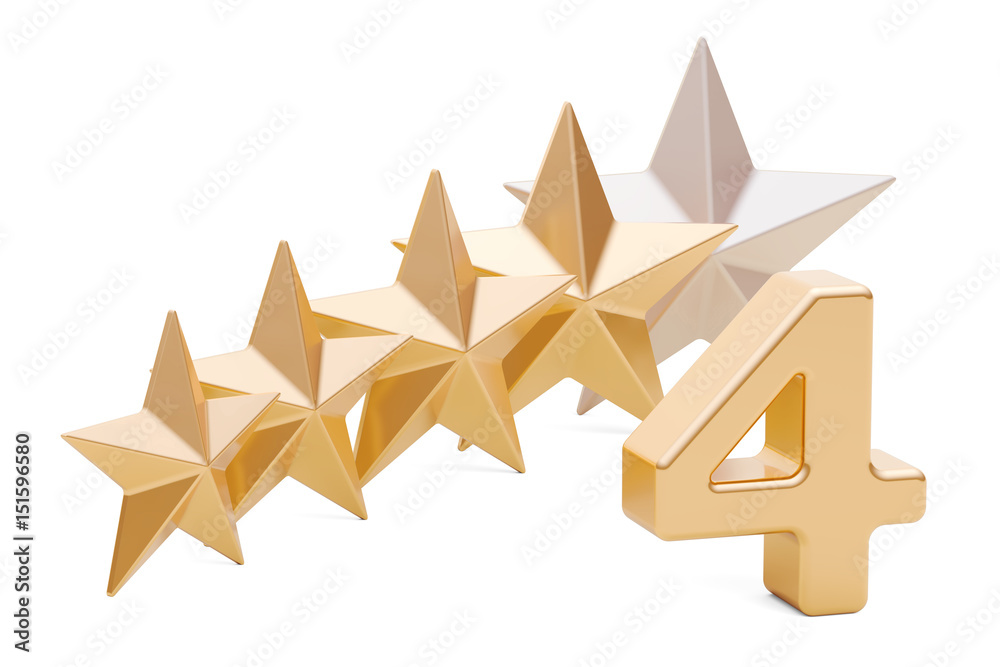 Fototapeta premium 4 stars rating concept, 3D rendering