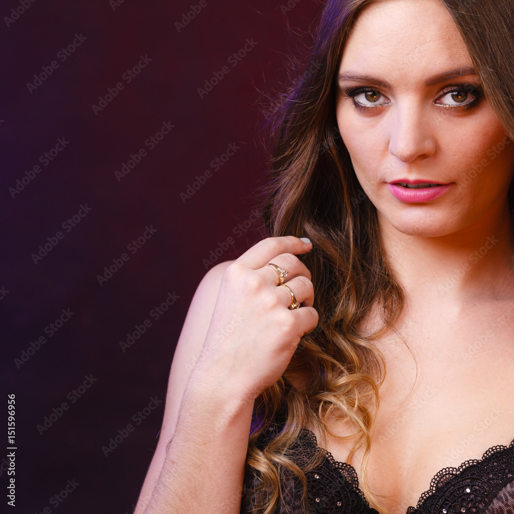 Fototapeta premium Portrait of beautiful woman wearing sensual lingerie