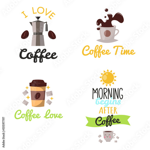 Coffee badge food design hand drawn calligraphic lettering restaurant sticker...