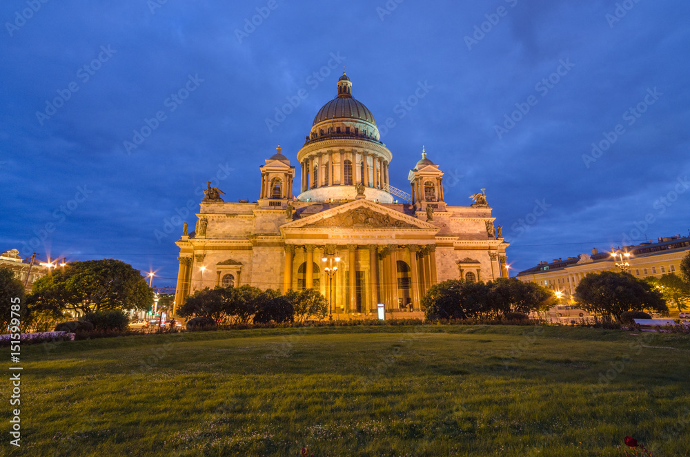 North Europe, Saint Petersburg, Russia. Night summer photo.