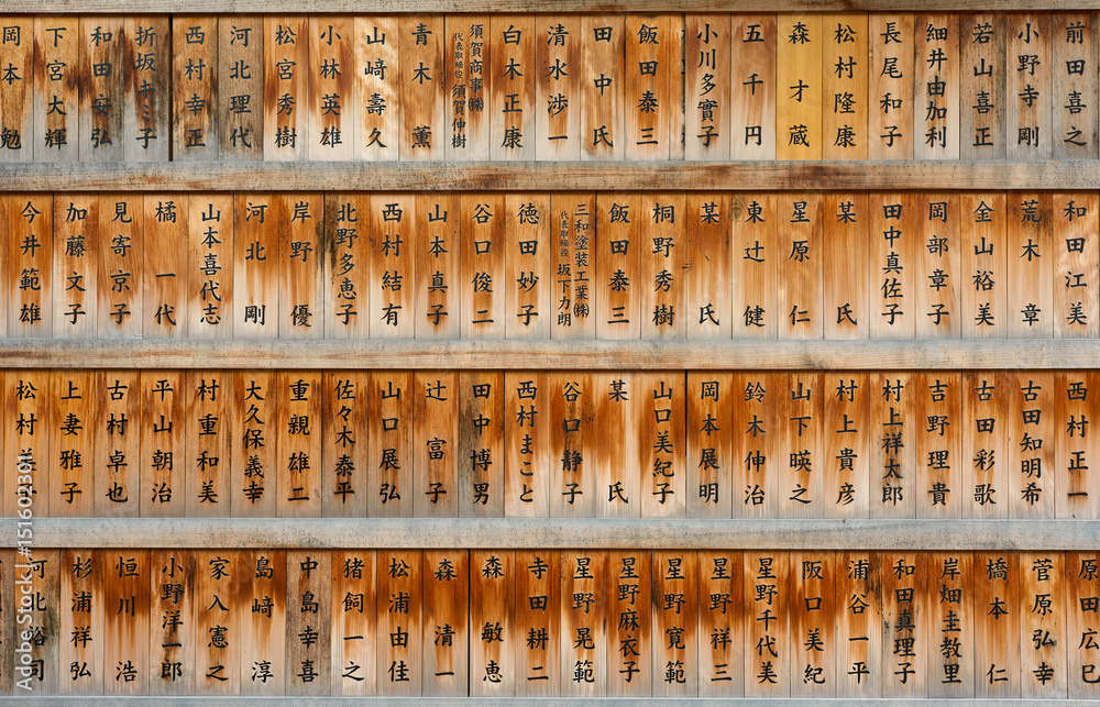 Japan Wooden Board With Inscriptions In Japanese Stock Photo Adobe Stock