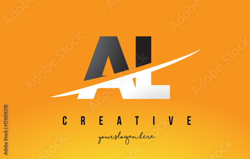 AL A L Letter Modern Logo Design with Yellow Background and Swoosh.
