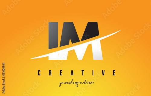 IM I M Letter Modern Logo Design with Yellow Background and Swoosh.