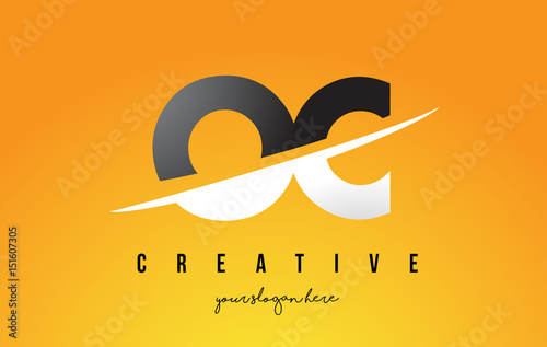 OC O C Letter Modern Logo Design with Yellow Background and Swoosh. photo