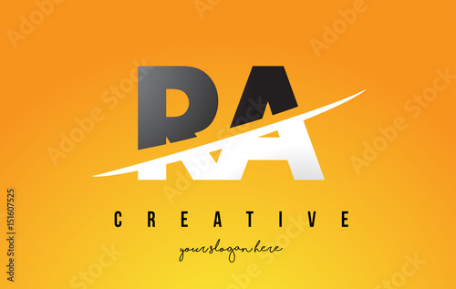 RA R Q Letter Modern Logo Design with Yellow Background and Swoosh.