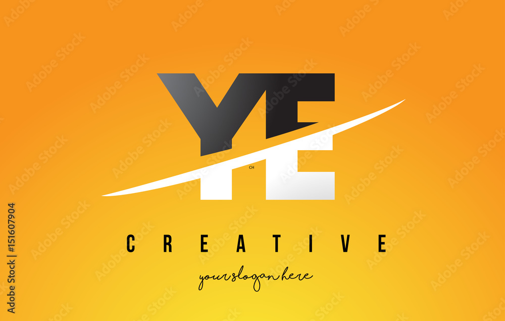 YE Y E Letter Modern Logo Design with Yellow Background and Swoosh. YE Y E Letter Modern Logo Design with Yellow Background and Swoosh.