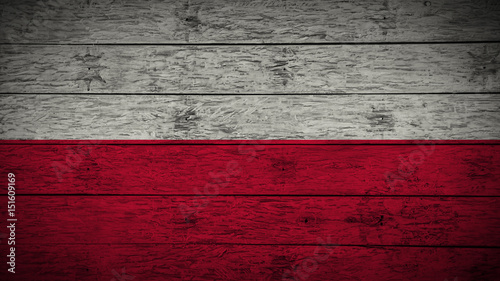 Flag of Poland on old wood boards