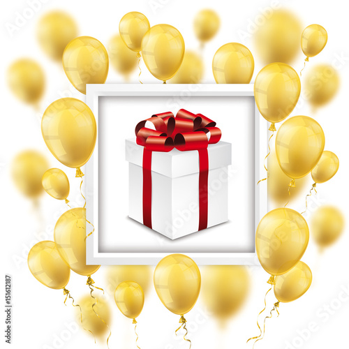 Golden Balloons White Frame Gift Box