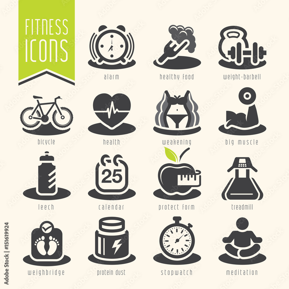 Fitness and wellness icon set Fitness and wellness icon set