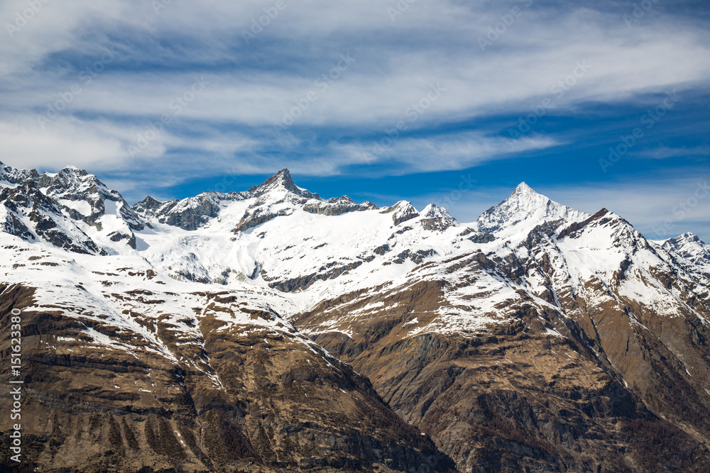 Landscape near Gornergrat, a ridge in Zermatt, Switzerland.