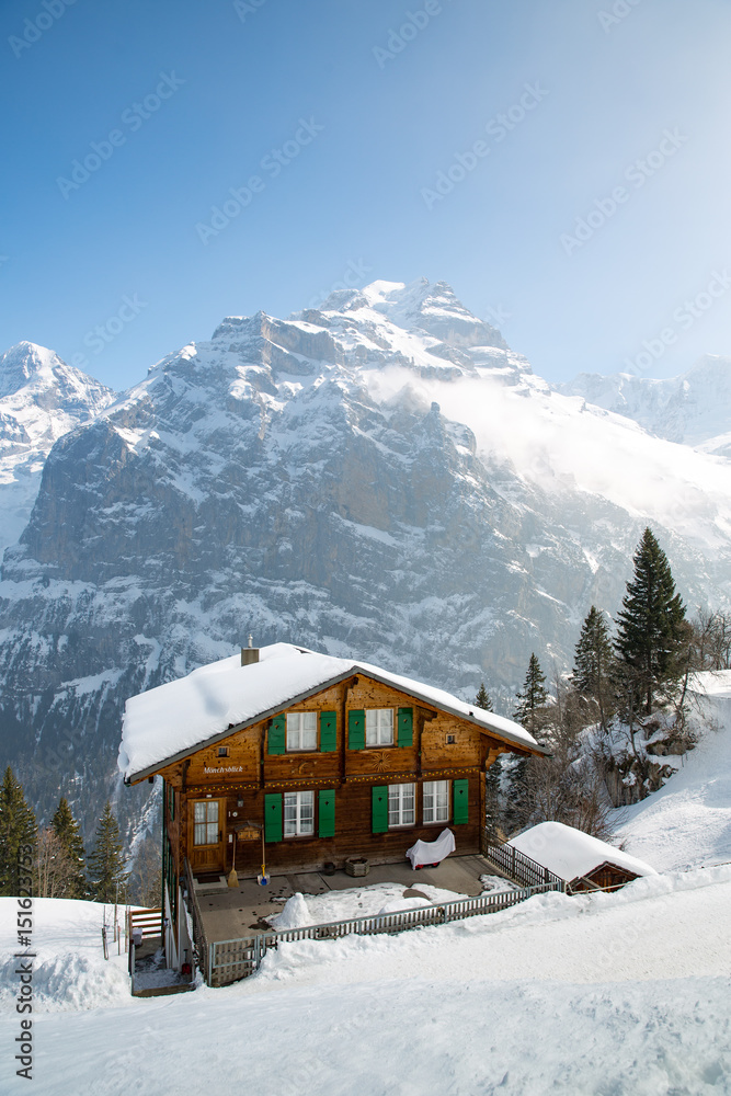 Landscape in the car free village of Murren, Switzerland. Landscape in the car free village of Murren, Switzerland.
