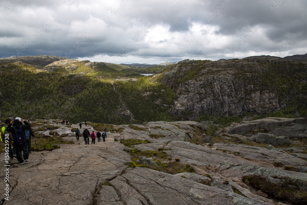 Preikestolen, or Pulpit Rock, a steep cliff in Norway.