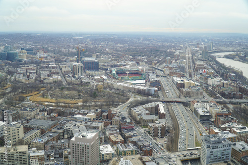The City of Boston - aerial view - BOSTON   MASSACHUSETTS - APRIL 3  2017