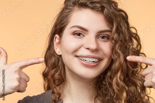 curly hair woman with brackets