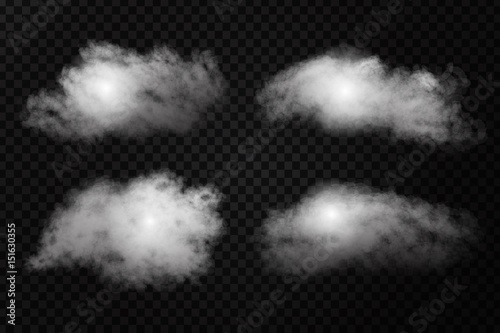 Vector realistic isolated smoke effect on the transparent background. Realistic fog or cloud for decoration.