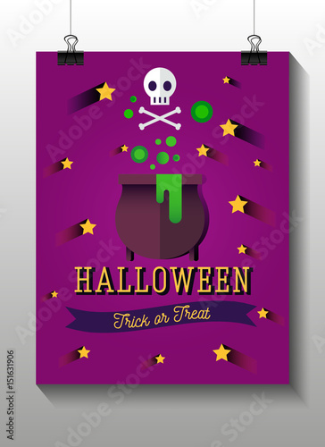 Halloween flat icons. Witches pot potion,star