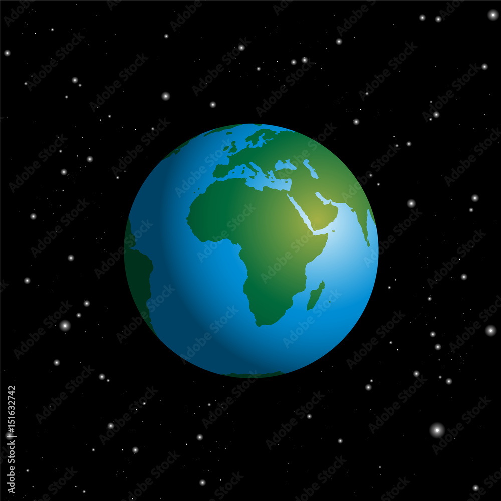 Globe with Europe and Africa and starry sky. Globe with Europe and Africa and starry sky.