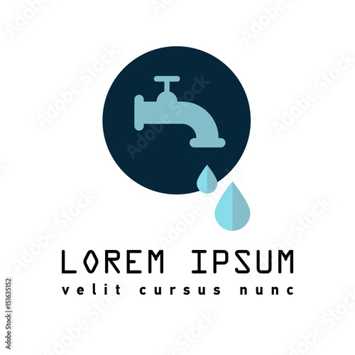 Flat Icon of faucet with a drop
