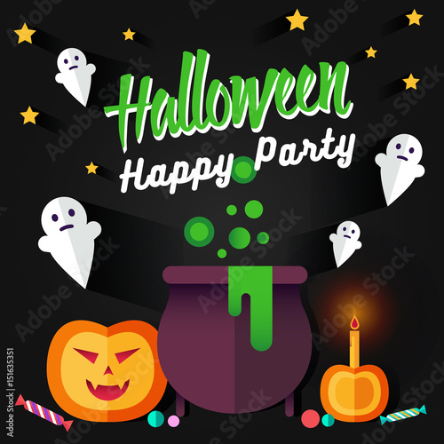 Set of halloween flat icons.