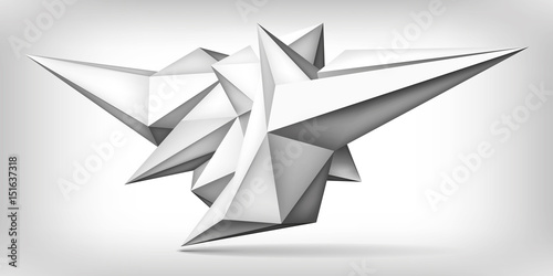 Fototapeta Naklejka Na Ścianę i Meble -  ПечаVolume geometric shape, 3d levitation crystal, creative low polygons object, vector design formть