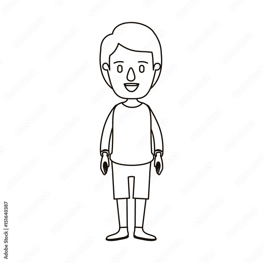 silhouette caricature full body guy with hairstyle looking to front vector illustration