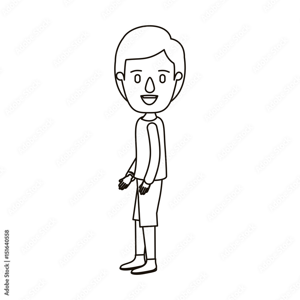 silhouette caricature full body guy with hairstyle looking to side vector illustration silhouette caricature full body guy with hairstyle looking to side vector illustration