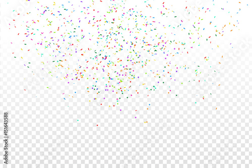 Vector realistic colorful confetti on the transparent background. Concept of happy birthday, party and holidays.