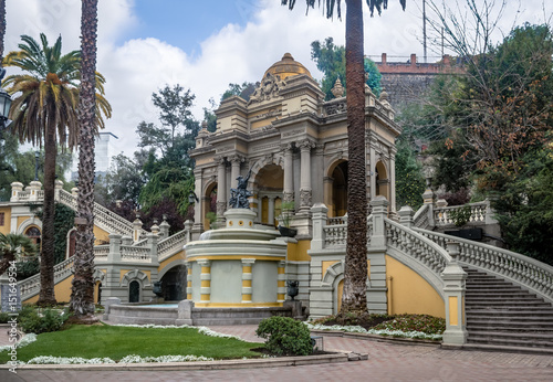 Neptune fountain at  Santa Lucia Hill -Santiago, Chile photo