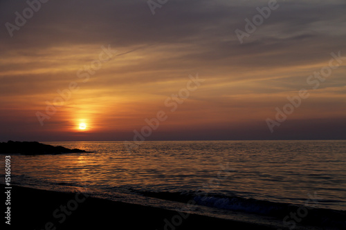 Colorful sky and the sea reflected in sunset. sunset on the sea with the sky in the clouds Turkey 