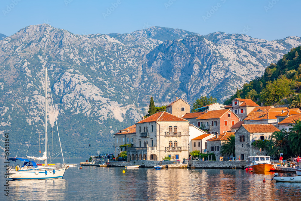 Beautiful sunny day in Perast, Montenegro, Europe.