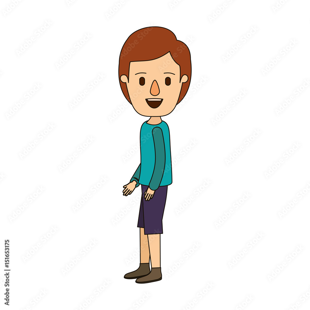 color image caricature side view full body guy with hairstyle vector illustration color image caricature side view full body guy with hairstyle vector illustration