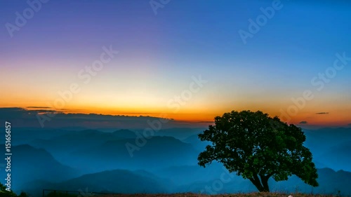 Time lapse 4K, Sunrise over mountain view from the top Doi Pui Co, Mae Hong Son, Thailand