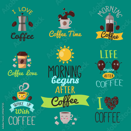 Coffee badge food design hand drawn calligraphic lettering restaurant sticker...