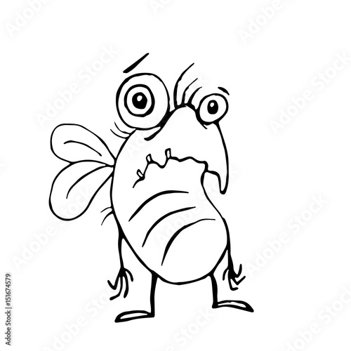 cute sad fly. vector illustration.