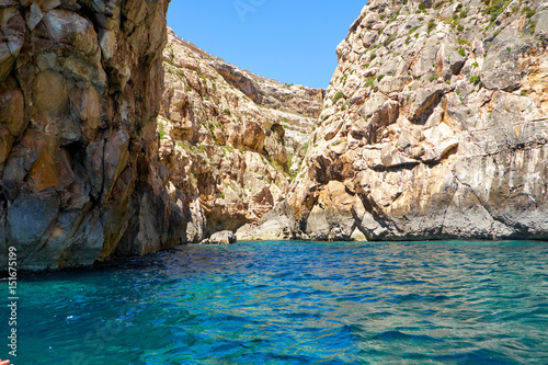 Steep cliff over Mediterranean sea on south part of Malta island © Serg Zastavkin