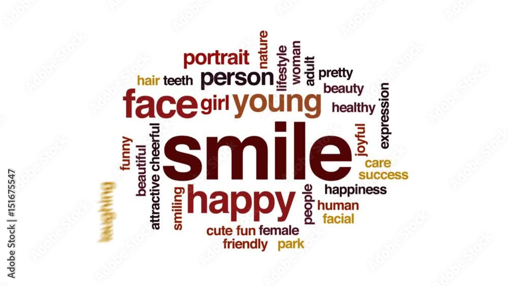 Smile animated word cloud, text design animation. Smile animated word cloud, text design animation.