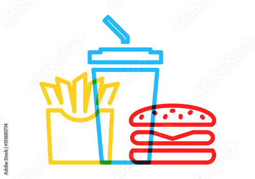 hamburger and french fries, vector