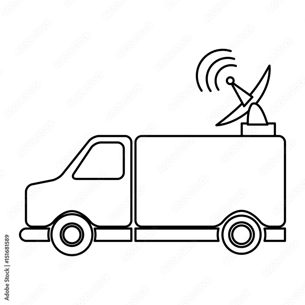 transmission truck tv antenna dish signal vector illusttration Stock Vector  | Adobe Stock