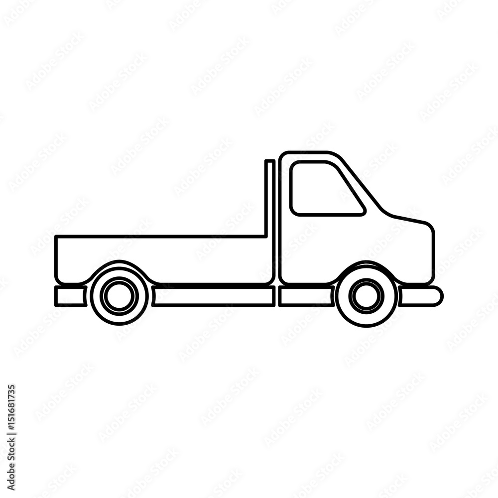 pick-up truck classic truck cargo transport line vector illustration