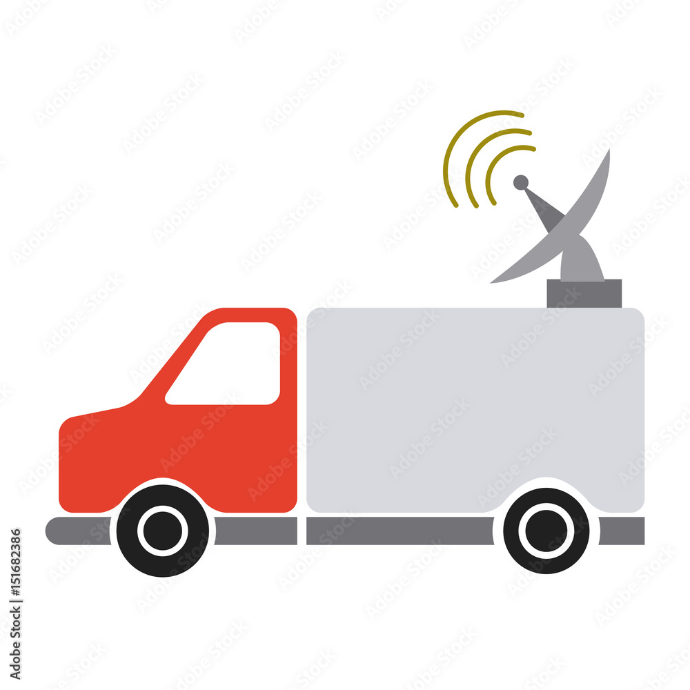 red truck antenna communication broadcast signal vector illustration red truck antenna communication broadcast signal vector illustration