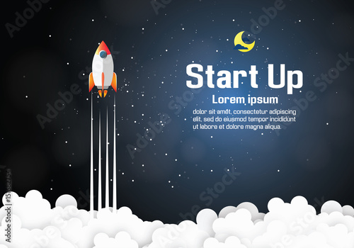 Paper art of Startup project concept. Business flat design vector illustration