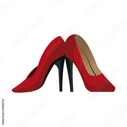 Red high heel shoes isolated on white background vector illustration