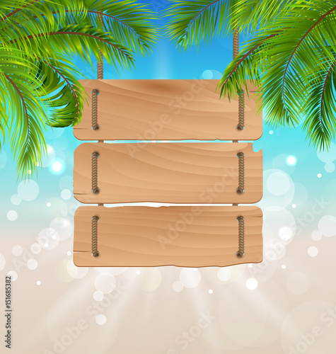 Wooden Board for Your Message, Summer Background